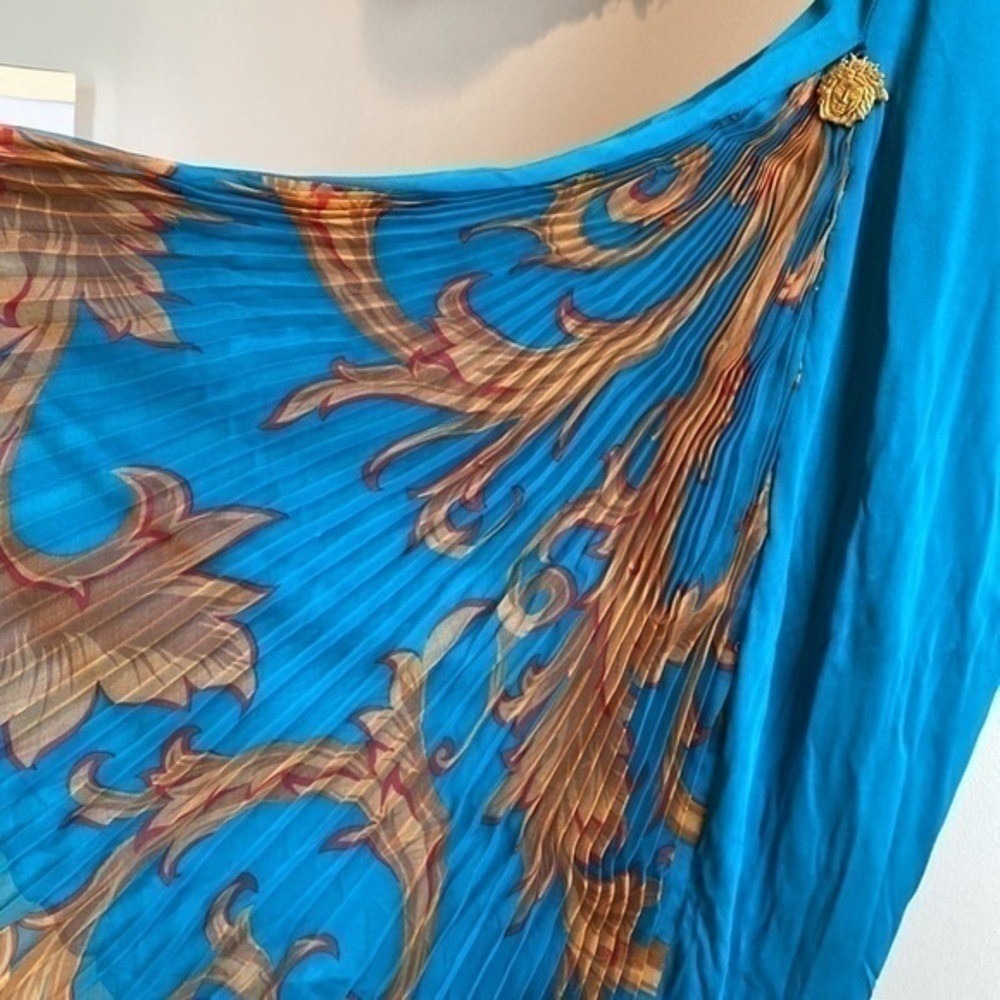 VERSACE ATELIER Haute Couture Runway Teal Blue Halter Medusa Dress 90's Y2K RARE - Picture 14 of 14